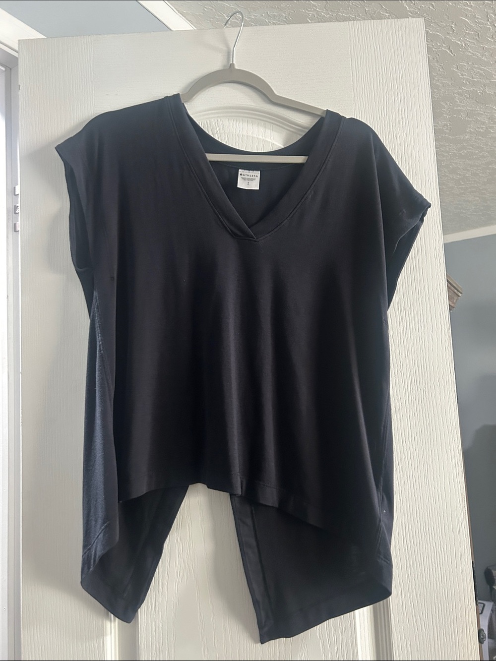 Athleta  Navy V-Neck Short Sleeve Tie Back Tee